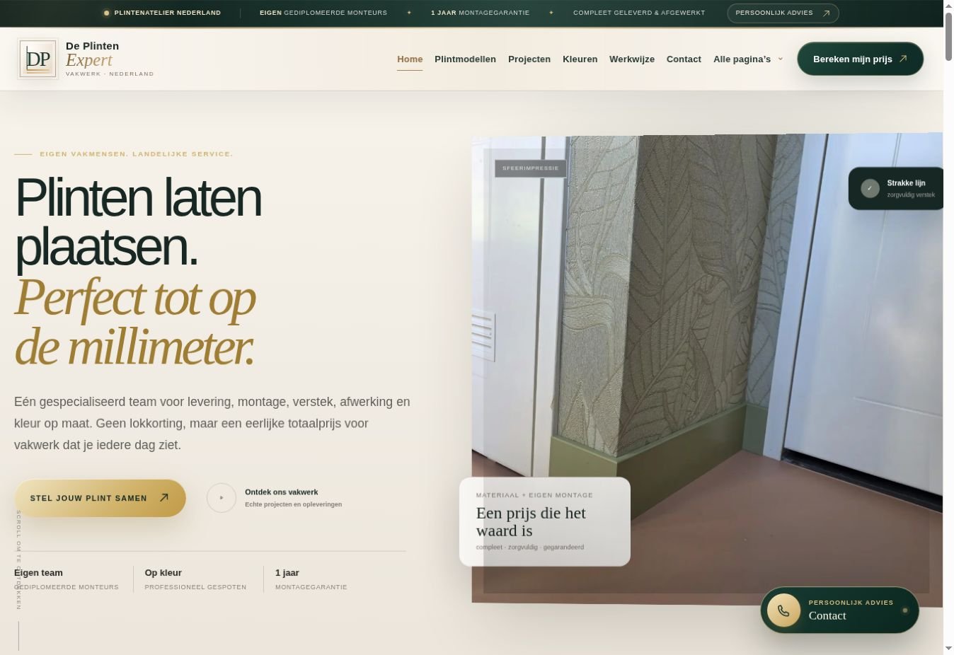 Homepage van De Plinten Expert